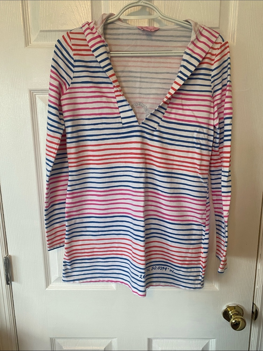 Lilly Pulitzer Striped Hooded Long-Sleeve Tunic - Pink, Blue & Coral Stripes